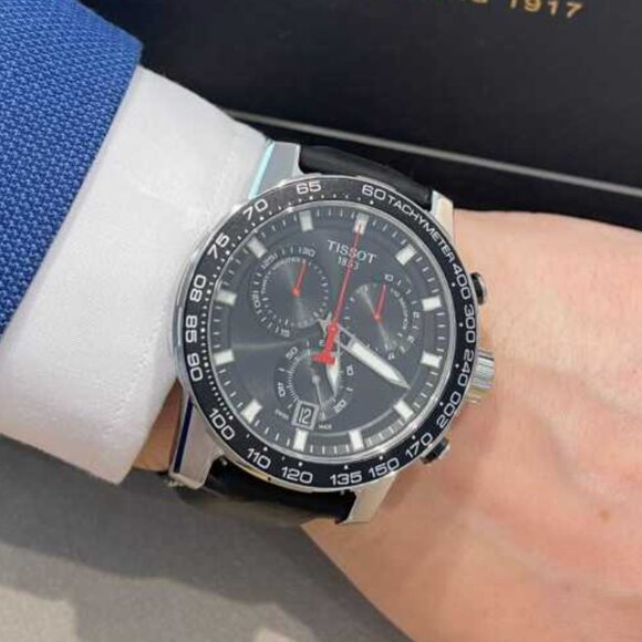 New Tissot Supersport Black Dial Black Men's Watch With Papers - Picture 1 of 5